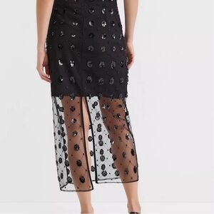 Loft Floral Sequin Overlay Midi Skirt